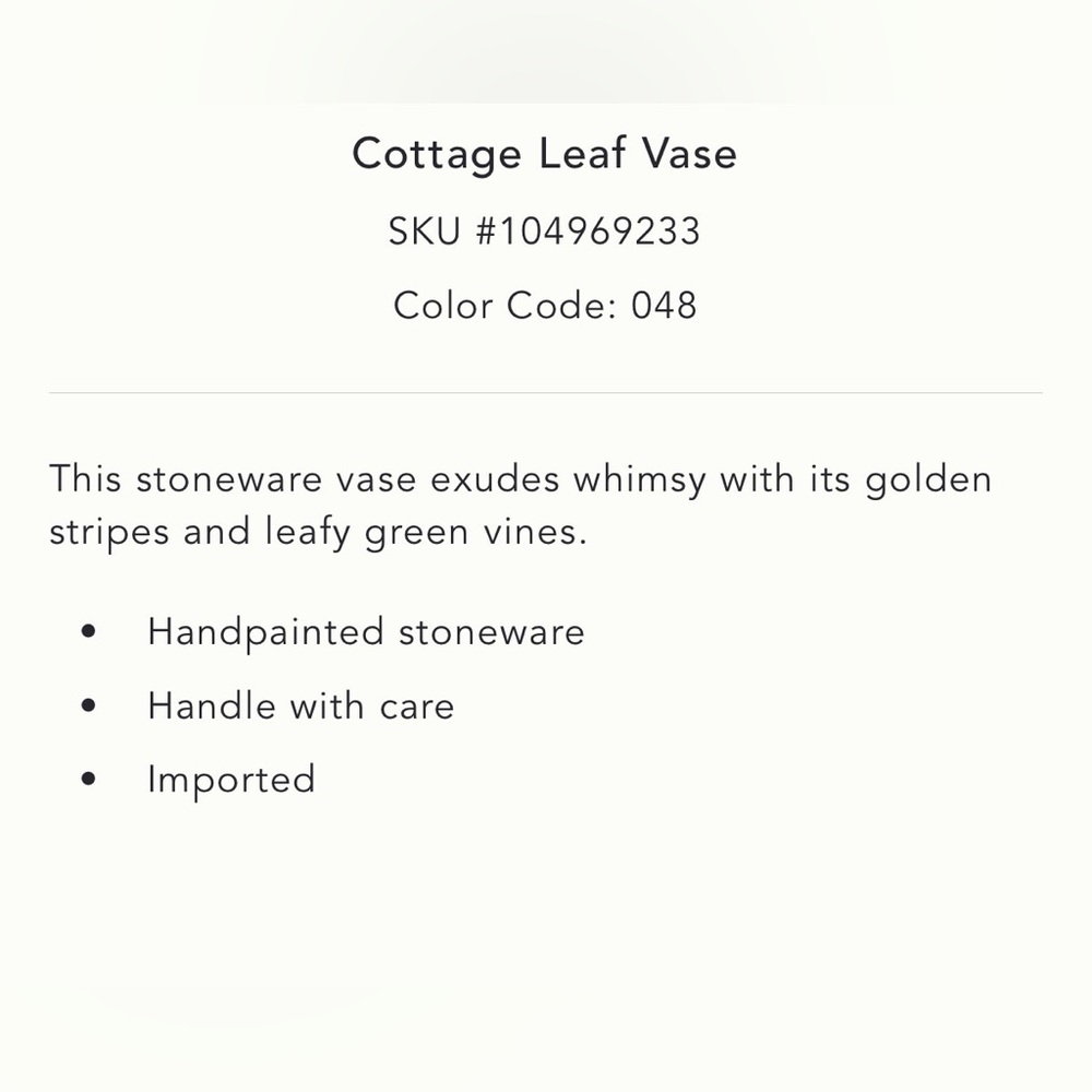 Anthropologie Cottage Leaf Vase - Picture 5 of 5